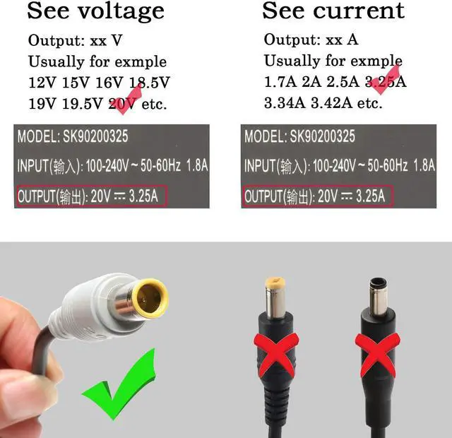 Alt view image 2 of 7 - 65W Laptop Adapter Charger for Lenovo Thinkpad E545 T420 T400 T410 T420s T500 T520 T530 E545 X140e X230 Edge 15 E430 E520 E530 T430u T520 X120e R500 SL500 SL510 AC Power Supply Cord