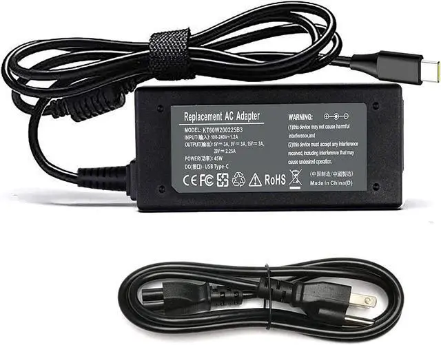 Main image of USB-C Laptop Charger 45W for Lenovo Chromebook 100e 300e 500e c330 s340 c340 ThinkPad T480 T490 T580 T580S T590 X280 E480 E495 E580 E595 P52S X1 Carbon Yoga C740 C940 720 730 910 920 13 ADLX65YDC2A