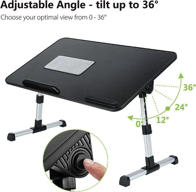 Alt view image 3 of 7 - Laptop Stand for Desk, 8AMTECH Lap Desk Ajustable Laptop Table with Cooling Fan Office Desk for Laptop, Working, Reading, Writing, Drawing and Eating in Bed Sofa Floor Couch