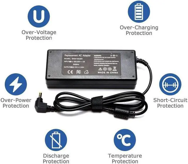Alt view image 6 of 6 - 19V 3.95A 75W AC Adapter Laptop Charger Compatible with Toshiba Satellite C50 C55 C55D C75D C875 C675 C655 C850 C655D C855D L505 L555D P755 L645 L655 L675 L750 L755 L855 L875D A200 Power Supply Cord