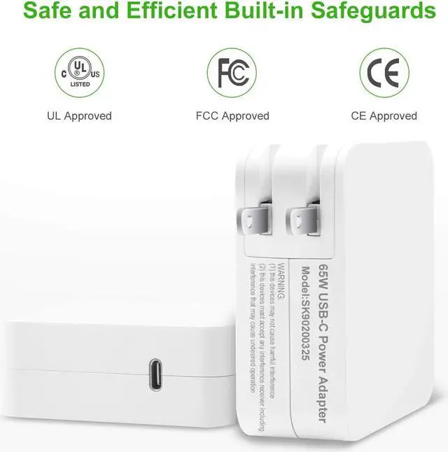 Alt view image 5 of 7 - 65W USB Type C Charger for MacBook Pro 13,HP Spectre x360 13 15,ASUS,Dell,Acer, Xiaomi Air, Huawei Matebook,Lenovo, ThinkPad X1,Chromebook C330 20V 3.25A Laptops or Smart Phones Supply Cord