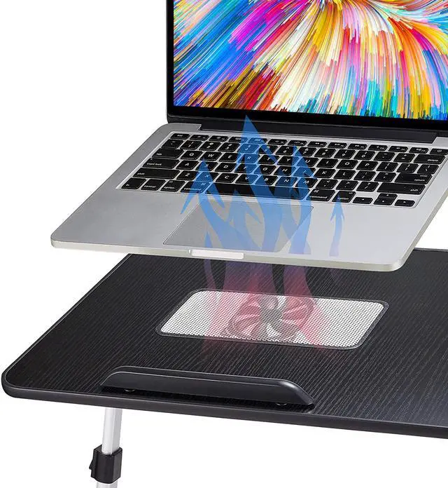 Alt view image 4 of 7 - Laptop Stand for Desk, 8AMTECH Lap Desk Ajustable Laptop Table with Cooling Fan Office Desk for Laptop, Working, Reading, Writing, Drawing and Eating in Bed Sofa Floor Couch