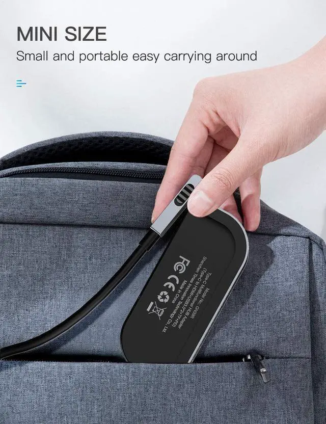 Alt view image 6 of 6 - USB C Hub, Baseus 6-in-1 Portable USB C Adapter for iPad Pro, Upgrade Type C Dongle to 4K HDMI, USB 3.0, SD/Micro SD Card Reader, 3.5mm Earphone Jack, Type C PD Charger, Independent Switch