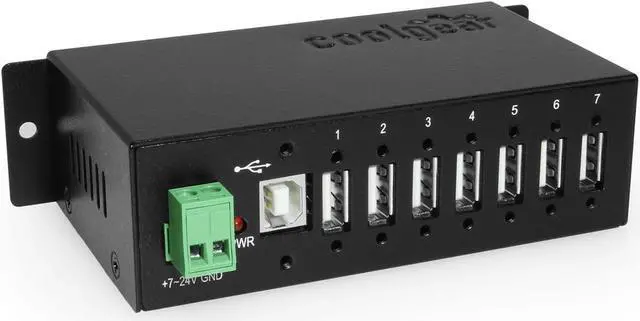 Main image of Industrial 7-Port USB 2.0 Hub with Secure Screw-Locking Ports | Surface & DIN-Rail Mountable | 480 Mbps Data