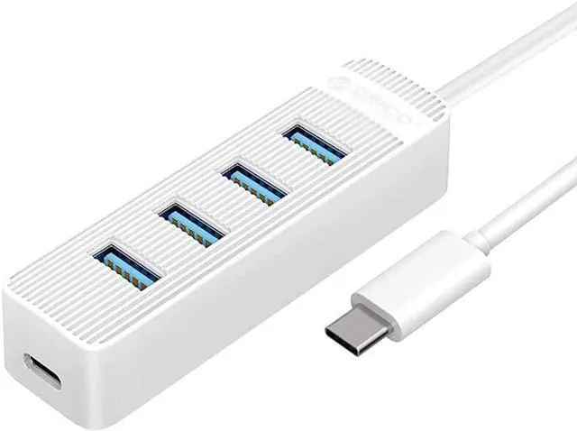 Main image of USB Hub 4 Port USB 3.0 HUB with Type C Power Supply Port for PC Laptop Computer Accessories ABS USB Splitter USB3.0 OTG Adapter (Color : White) (White)