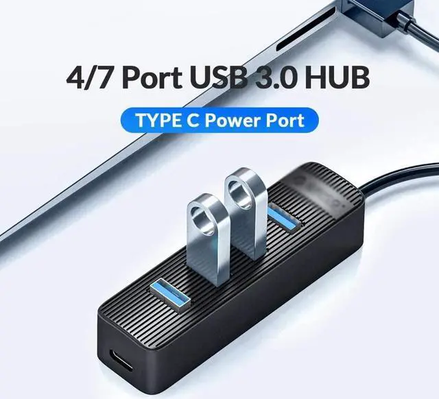 Alt view image 3 of 5 - 4 Port USB 3.0 HUB with Type C Power Supply Port for PC Laptop Computer Accessories ABS USB Splitter USB3.0 OTG Adapter (Color : Black)