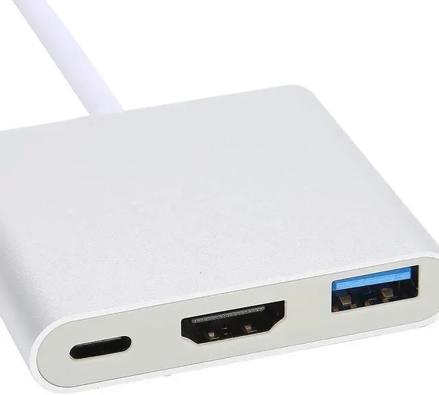 Alt view image 7 of 7 - USB C Hub HDMI Adapter,4K 3 in 1 Type?C Docking Station,Type?C to HDMI Compatible/USB/PD Multi?Port Adapter,PD Fast Charge,USB 3.0 Port 5Gbps,for Laptops/Phones/Tablets(Silver)