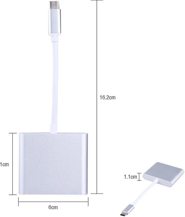 Alt view image 6 of 6 - Multiport Digital Type C to HDMI Cable Adapter, Multifunctional HDMI USB C Adapter, 3 in 1 LCD Monitors HDTV for Connecting TV Projector