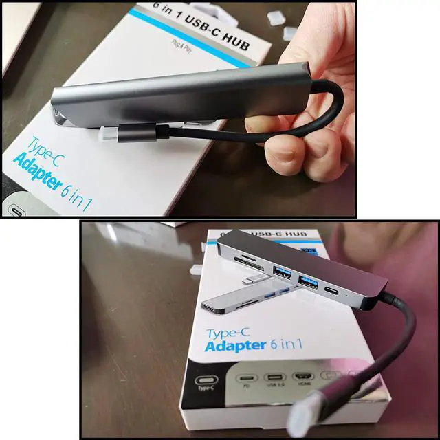 Alt view image 7 of 7 - 6 Ports USB C Hub Adapter, USB C Docking Station with HDMI 4k, USB 3.0, 87W Power Delivery, SD/TF Card Slots, for MacBook Series