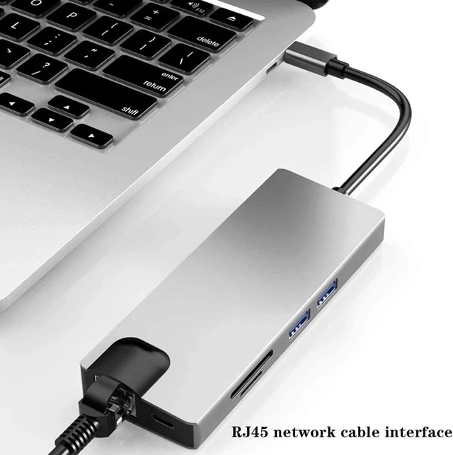 Alt view image 7 of 7 - USB C HUB, 8-in-1 Multi Port Type C Combo, USB C to HDMI 4K, VGA, Gigabit Ethernet LAN RJ-45, 2 USB 3.0, TF/SD Card Reader Ports Adapter, PD Charge, USB C Converter for Laptop Computer