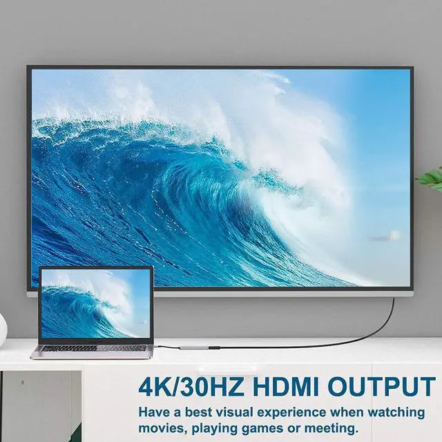 Alt view image 2 of 7 - 6 Ports USB C Hub Adapter, USB C Docking Station with HDMI 4k, USB 3.0, 87W Power Delivery, SD/TF Card Slots, for MacBook Series