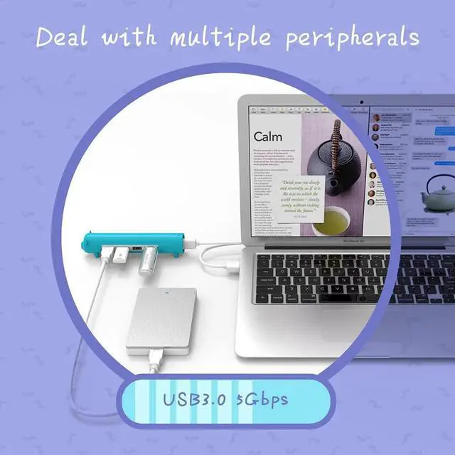 Alt view image 5 of 7 - 4 in 1 Cute Pet-Shape HUB for MAC Notebook Aluminum Alloy Silicone 100cm Detached Data Cable (Color :)