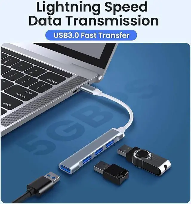 Alt view image 2 of 6 - 4 in 1 HUB Type-C to USB 3.0 HUB Docking Station Hub 5GBPS Fast Speed Transmitter USB Type C Adapter (Color : Silver)