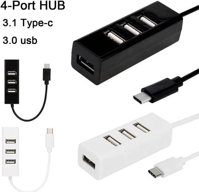 Alt view image 5 of 5 - Type-C to 4-Port USB 3.0 Hub USB 3.1 Adapter Drop Shipping Adapter Car Charger Cable Converter (Color : White)