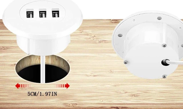 Alt view image 5 of 7 - SaditY USB 2.0 Hub, 5cm Grommet Hole in-Desk Mounting 3 Ports USB 2.0 Hub for Laptop PC Computer (White)