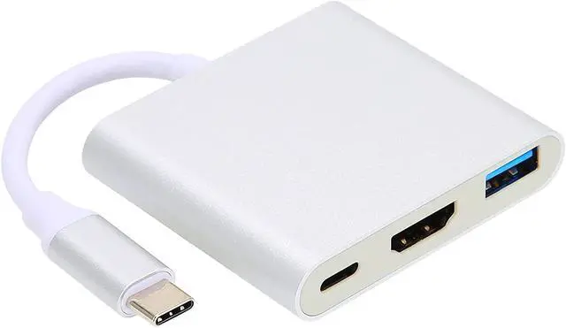 Main image of USB C Hub HDMI Adapter,4K 3 in 1 Type?C Docking Station,Type?C to HDMI Compatible/USB/PD Multi?Port Adapter,PD Fast Charge,USB 3.0 Port 5Gbps,for Laptops/Phones/Tablets(Silver)