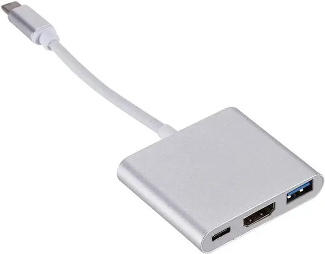 Alt view image 3 of 4 - 3 in 1 USB C Hub PD USB 3.0 Multiport Adapter USB 3.1 Type C Male to HDMI-Compatible Adapter (Color : Silver)