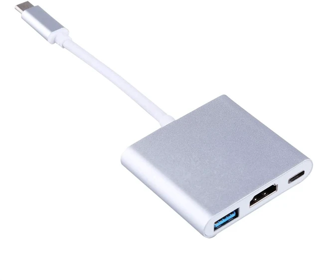 Alt view image 2 of 6 - Multiport Digital Type C to HDMI Cable Adapter, Multifunctional HDMI USB C Adapter, 3 in 1 LCD Monitors HDTV for Connecting TV Projector
