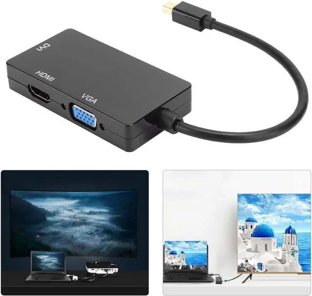 Alt view image 4 of 5 - Tosuny Docking Station Mini Display Port to VGA+HDMI+DVI Adapter 50/60Hz 700mW, Supports Mini Display Port 1.1a Dual Mode Input(Black)