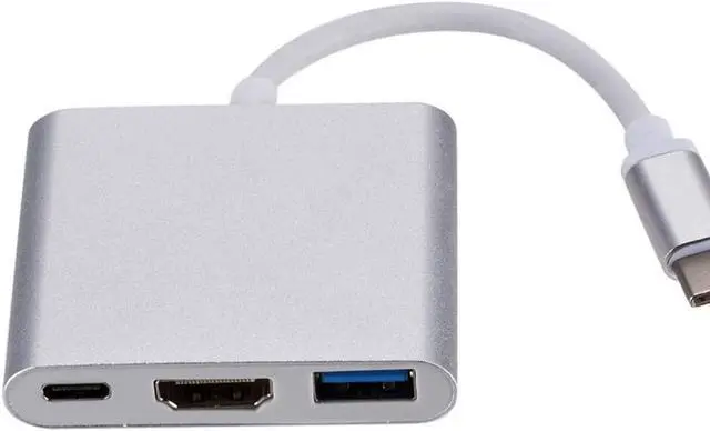 Main image of 3 in 1 USB C Hub PD USB 3.0 Multiport Adapter USB 3.1 Type C Male to HDMI-Compatible Adapter (Color : Silver)
