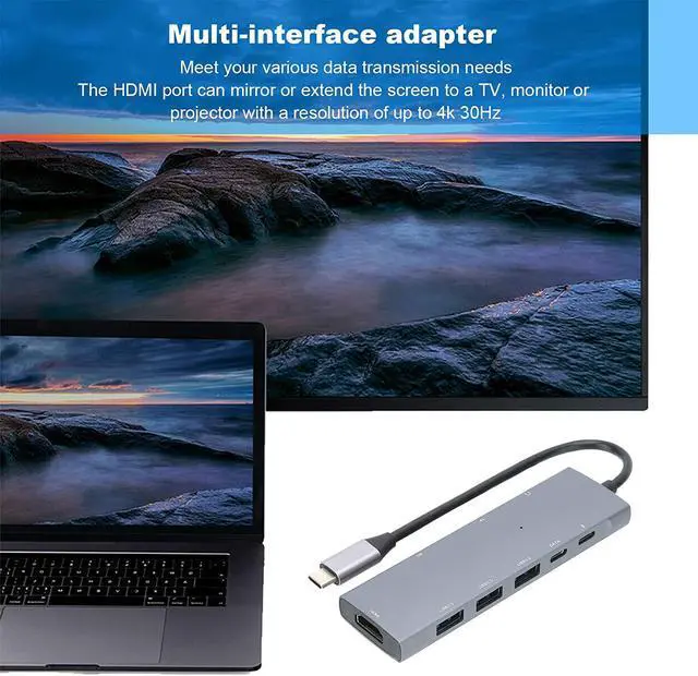 Alt view image 2 of 7 - Type-C Docking Station, Multi-Interface Sturdy USB3.0 Adapter, Stable for Phone Computer