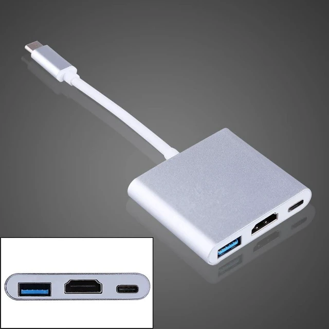 Alt view image 5 of 6 - Multiport Digital Type C to HDMI Cable Adapter, Multifunctional HDMI USB C Adapter, 3 in 1 LCD Monitors HDTV for Connecting TV Projector