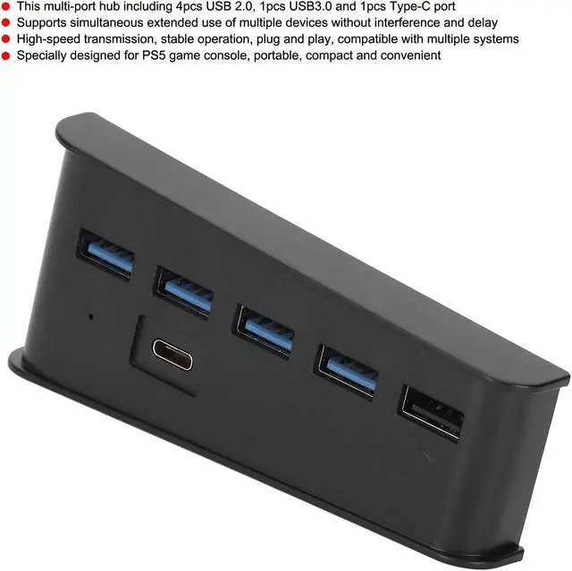 Alt view image 2 of 7 - USB Multi?Port Hub, 5 in 1 Game Console USB Splitter Controller Hub USB?A for USB?C Multi?Port Hub Plug and Play USB Extender Fit for PS5 Game Console