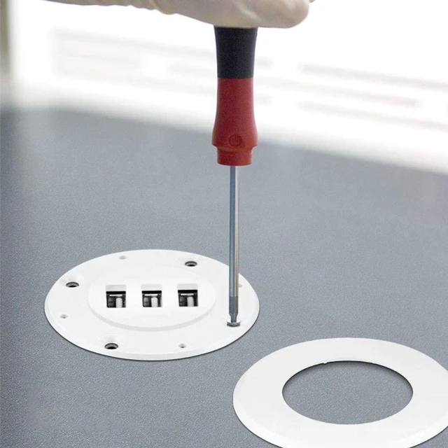 Alt view image 7 of 7 - SaditY USB 2.0 Hub, 5cm Grommet Hole in-Desk Mounting 3 Ports USB 2.0 Hub for Laptop PC Computer (White)