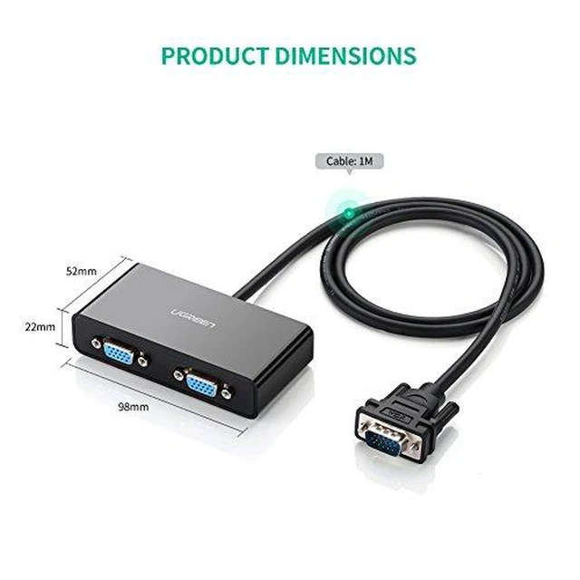 Alt view image 7 of 7 - UGREEN VGA Monitor Y Splitter HD15 SVGA Male to Two Female Splitter Cable Support 1080P Full HD Smart Solution for Laptop, Projector, HDTV Display and More Home and Business VGA Enabled Devices 3FT 1M