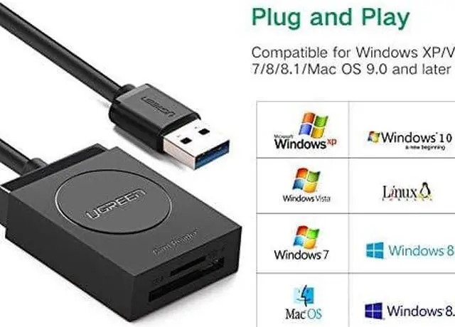 Alt view image 5 of 14 - UGREEN SD Card Reader USB 3.0 Dual Slot Flash Memory Card Reader TF, SD, Micro SD, SDXC, SDHC, MMC, RS-MMC, Micro SDXC, Micro SDHC, UHS-I for Mac, Windows, Linux, Chrome, Read 2 Cards Simultaneously