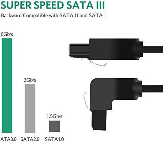 Alt view image 3 of 13 - UGREEN SATA III Cable 90 Degree 3 Pack 6Gbps Straight To Right HDD SSD Data Cable 7 Pin with Locking Latch 18 Inch for SATA HDD, SSD, CD Driver, CD Writer