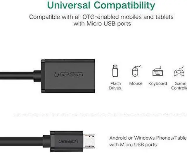 Alt view image 6 of 7 - UGREEN Micro USB to USB, Micro USB 2.0 OTG Cable 2 Pack On The Go Adapter Micro USB Male to USB Female for Samsung S7 S6 Edge S4 S3, LG G4, Dji Spark Mavic Remote Controller, Android Tablets (Black)