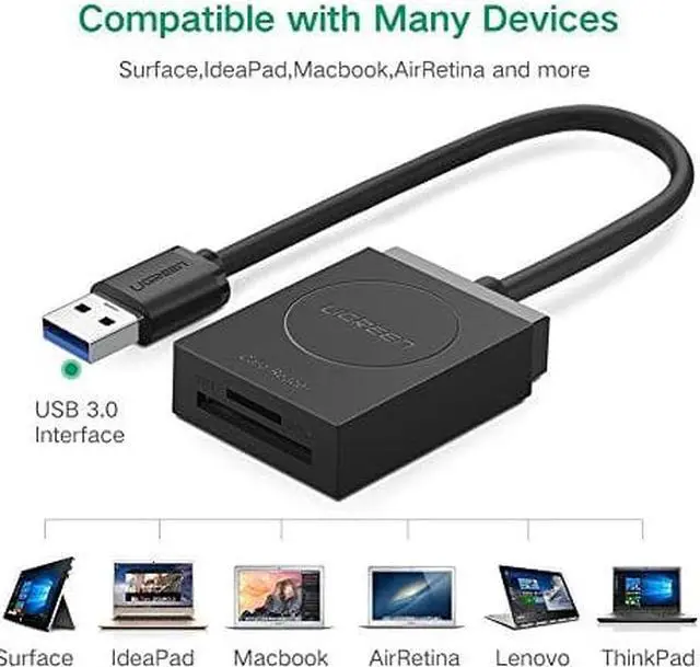 Alt view image 6 of 14 - UGREEN SD Card Reader USB 3.0 Dual Slot Flash Memory Card Reader TF, SD, Micro SD, SDXC, SDHC, MMC, RS-MMC, Micro SDXC, Micro SDHC, UHS-I for Mac, Windows, Linux, Chrome, Read 2 Cards Simultaneously