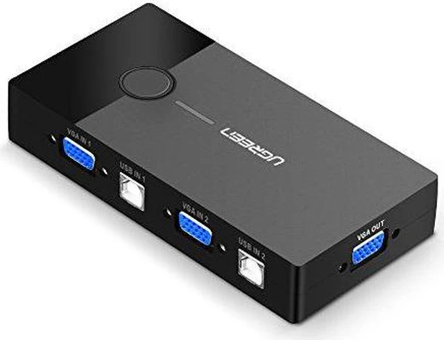 Main image of UGREEN USB KVM Switch Box 2 Port VGA Video Sharing Adapter 2 IN 1 OUT Manual Switcher with USB Cables for Computer, PC, Laptop, Desktop, Monitor, Printer, Keyboard, Mouse Control