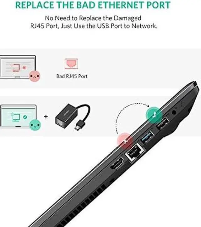 Alt view image 3 of 7 - UGREEN Ethernet Adapter USB 2.0 to 10/100 Network RJ45 Lan Wired Adapter for Nintendo Switch, Wii, Wii U, Macbook, Chromebook, Windows 10, 8.1, Mac OS, Surface Pro, Linux ASIX AX88772 Chipset (Black)