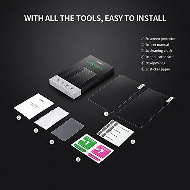 Alt view image 7 of 7 - UGREEN Screen Protector for Nintendo Switch 2017 Tempered Glass Screen Saver Protector Film 2 Pack, Transparent HD Clear and Anti-Scratch