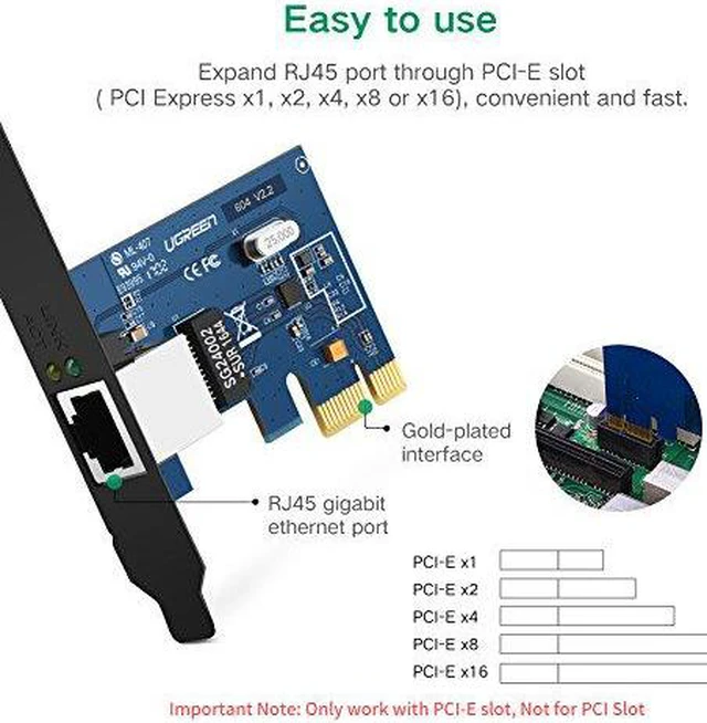 Alt view image 4 of 6 - UGREEN Gigabit Ethernet PCI Express PCI-E Network Controller Card 10/100/1000Mbps RJ45 Lan Adapter Converter for Desktop PC
