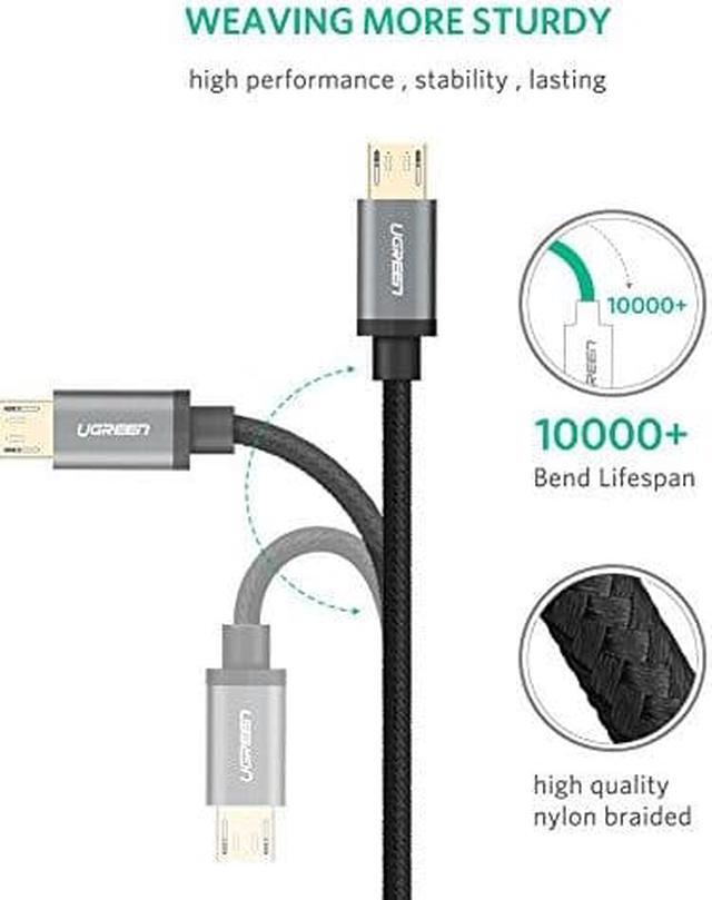 Alt view image 4 of 7 - UGREEN Micro USB Cable Nylon Braided Fast Quick Charger Cable USB to Micro USB 2.0 Android Charging Cord for Samsung Galaxy S7 S6, Note, LG, Nexus, Nokia, PS4, Xbox One Controller (10ft, Black)