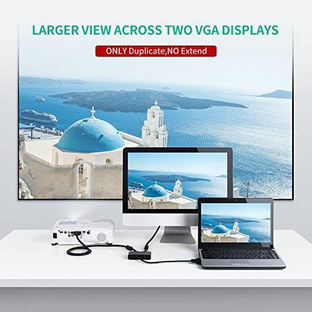 Alt view image 2 of 7 - UGREEN VGA Monitor Y Splitter HD15 SVGA Male to Two Female Splitter Cable Support 1080P Full HD Smart Solution for Laptop, Projector, HDTV Display and More Home and Business VGA Enabled Devices 3FT 1M