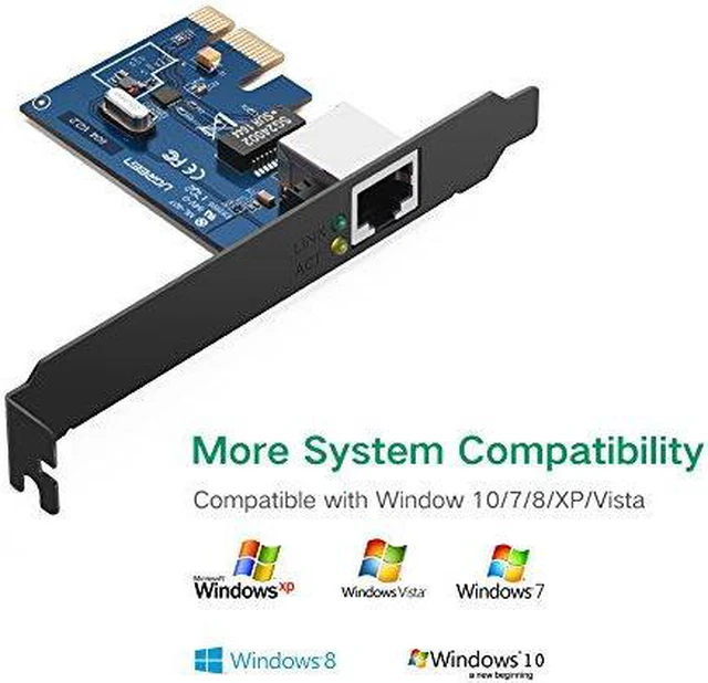 Alt view image 3 of 6 - UGREEN Gigabit Ethernet PCI Express PCI-E Network Controller Card 10/100/1000Mbps RJ45 Lan Adapter Converter for Desktop PC