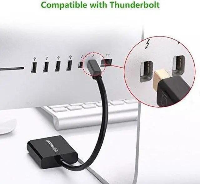 Alt view image 4 of 6 - UGREEN Active Mini DisplayPort to DVI Adapter Thunderbolt Compatible Male to Female Converter for 4K Eyefinity, 1080P, Macbook, Mac Mini, Surface Pro, Chromebook Pixel