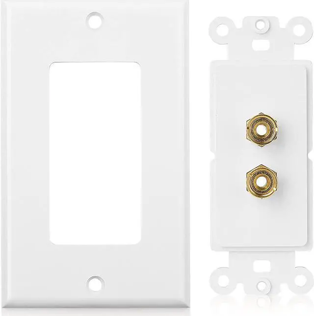 Alt view image 3 of 7 - Cable Matters 2-Pack Speaker Wire Wall Plate (Speaker Wall Plate/Banana Plug Wall Plate) for 1 Speaker in White