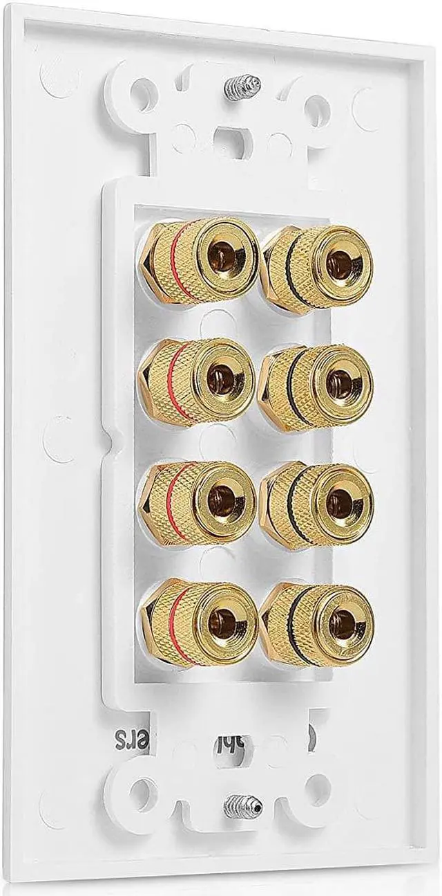 Alt view image 2 of 11 - Cable Matters 2-Pack Speaker Wire Wall Plate (Speaker Wall Plate / Banana Plug Wall Plate) 4-Speaker