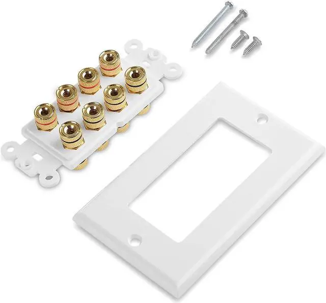 Alt view image 6 of 11 - Cable Matters 2-Pack Speaker Wire Wall Plate (Speaker Wall Plate / Banana Plug Wall Plate) 4-Speaker