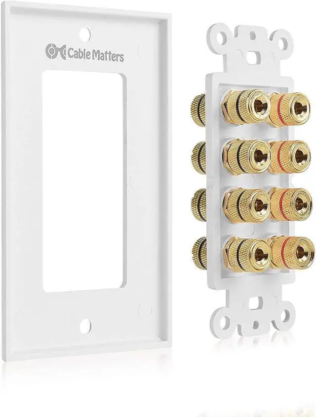 Alt view image 5 of 11 - Cable Matters 2-Pack Speaker Wire Wall Plate (Speaker Wall Plate / Banana Plug Wall Plate) 4-Speaker