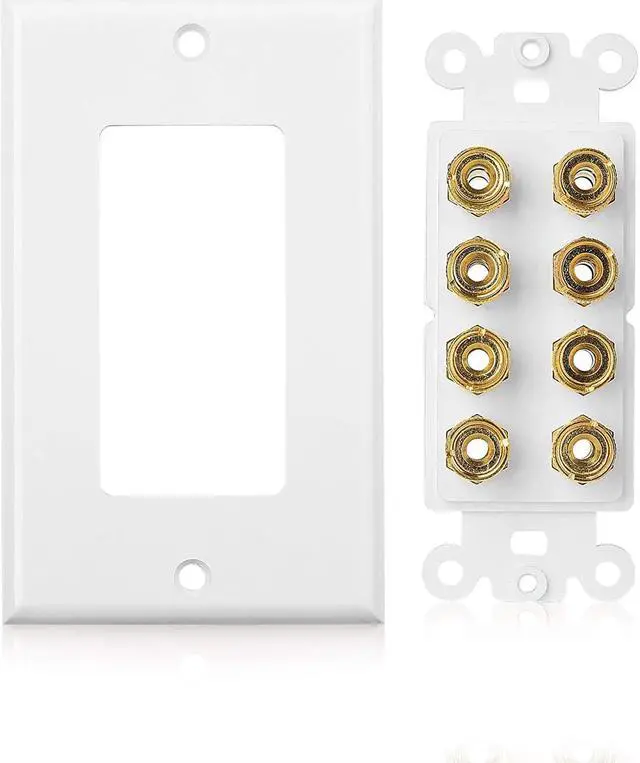 Alt view image 4 of 11 - Cable Matters 2-Pack Speaker Wire Wall Plate (Speaker Wall Plate / Banana Plug Wall Plate) 4-Speaker