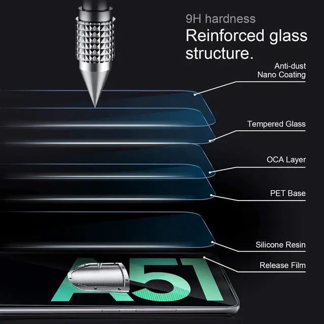 Alt view image 4 of 7 - 3-Pack HD Premium 2.5D Round Edge Tempered Glass Screen Protector for Samsung Galaxy A51 / A51 5G / S20 FE Fan Edition