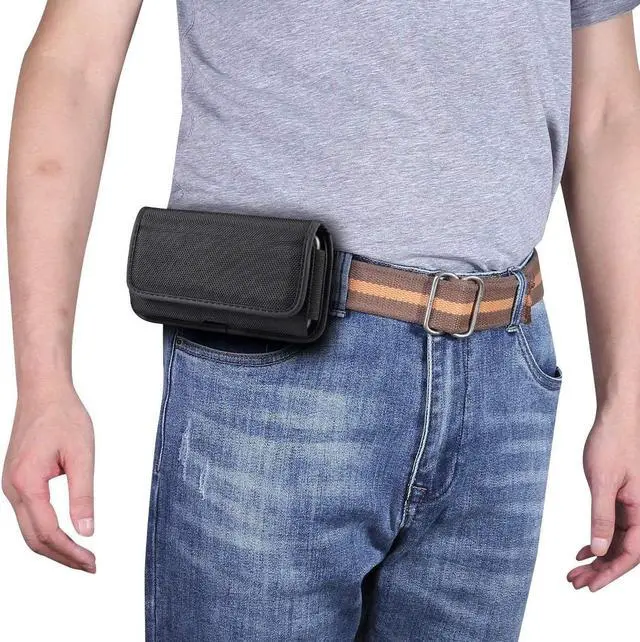 Alt view image 3 of 7 - Ballistic Nylon Horizontal Pouch with Metal Clip (Interior Dimensions 6.65" x 3.4" x 0.7") - Black