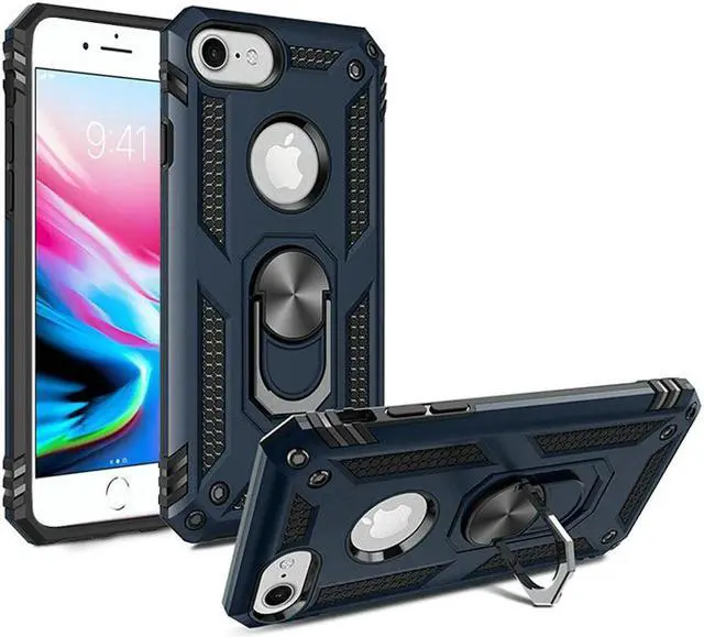 Main image of Armor Ring Finger Loop Hybrid Case for iPhone SE (3rd gen & 2nd gen) and iPhone 8/7/6S/6 - Navy Blue