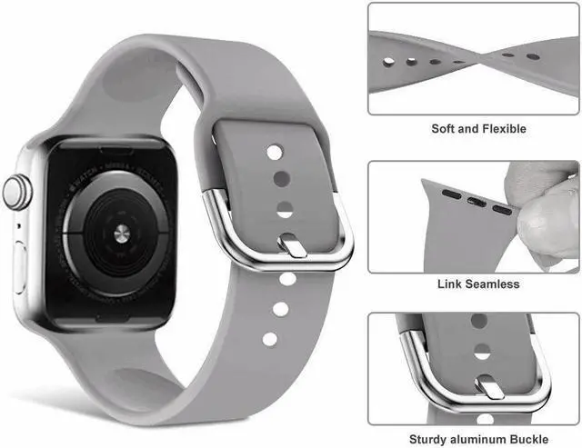 Alt view image 3 of 7 - Comfy Sport Band Watch Strap for Apple Watch 41mm / 40mm / 38mm - Grey